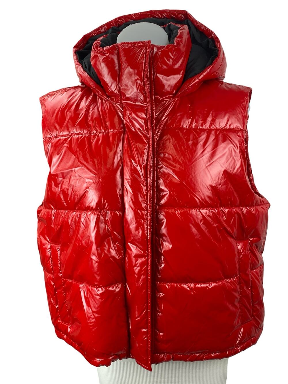 NEW Lou & Grey Gorpcore Red Faux Vegan Leather Quilted Vest Puffer Coat Jacket M
